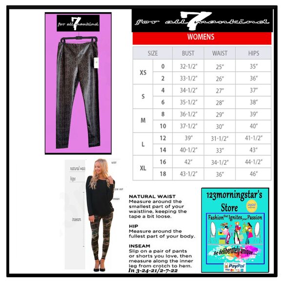 7 FOR ALL MANKIND NEW Goth Snakeskin Coated Faux Leather Panel Legging - Picture 10 of 10